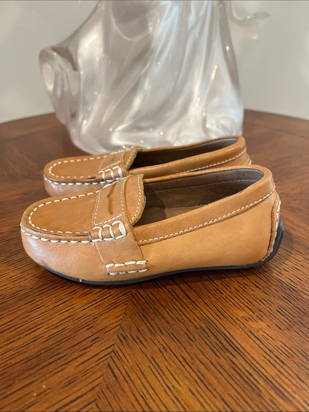 Polo Ralph Lauren Toddler Telly Tan Leather Penny Loafers size 4.5 Unisex